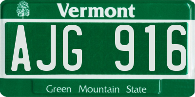 VT license plate AJG916