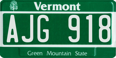 VT license plate AJG918