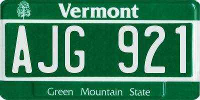 VT license plate AJG921