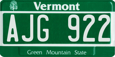 VT license plate AJG922