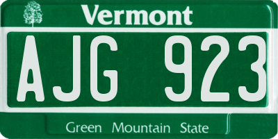 VT license plate AJG923