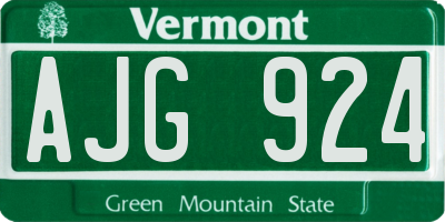 VT license plate AJG924