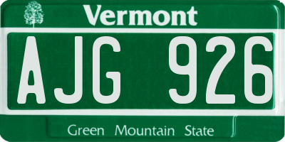 VT license plate AJG926