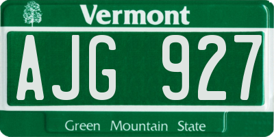 VT license plate AJG927