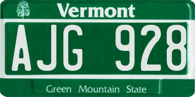 VT license plate AJG928