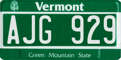 VT license plate AJG929
