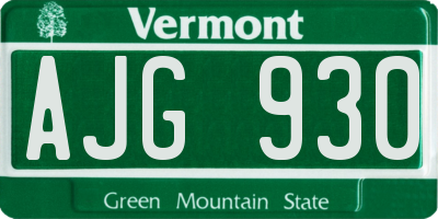 VT license plate AJG930