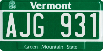 VT license plate AJG931
