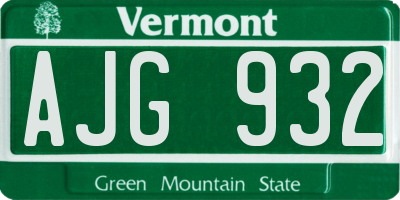 VT license plate AJG932