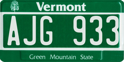 VT license plate AJG933