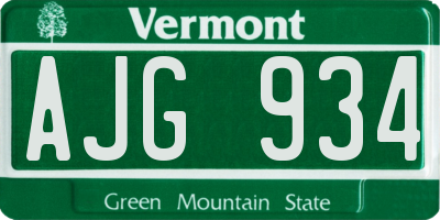 VT license plate AJG934
