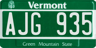 VT license plate AJG935