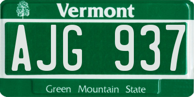 VT license plate AJG937