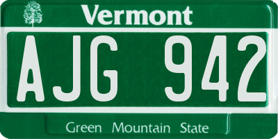 VT license plate AJG942