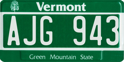 VT license plate AJG943