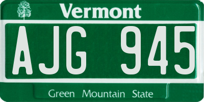VT license plate AJG945