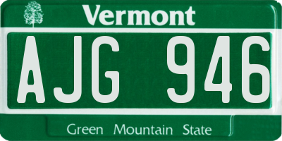 VT license plate AJG946