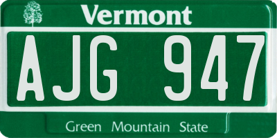 VT license plate AJG947