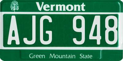 VT license plate AJG948