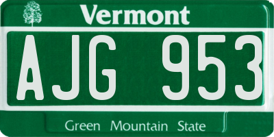 VT license plate AJG953