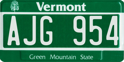 VT license plate AJG954