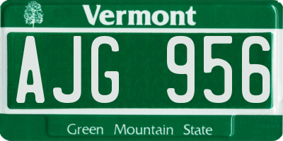 VT license plate AJG956