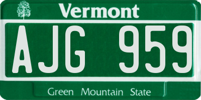 VT license plate AJG959