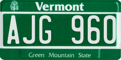 VT license plate AJG960