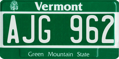 VT license plate AJG962