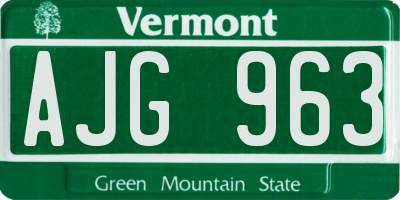 VT license plate AJG963