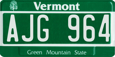 VT license plate AJG964