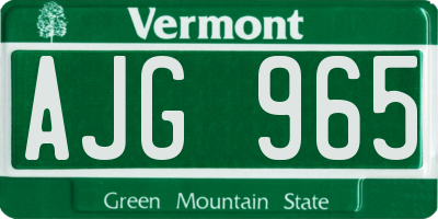 VT license plate AJG965