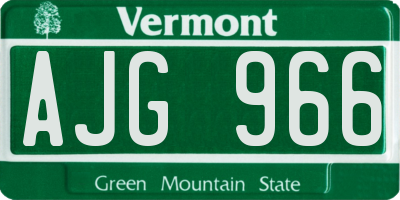 VT license plate AJG966