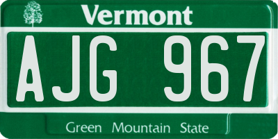 VT license plate AJG967