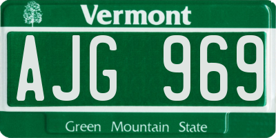 VT license plate AJG969