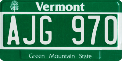 VT license plate AJG970