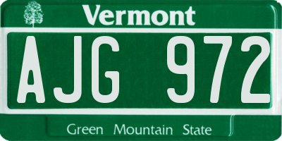 VT license plate AJG972