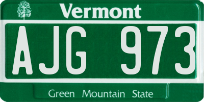 VT license plate AJG973