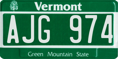 VT license plate AJG974