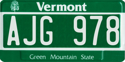 VT license plate AJG978