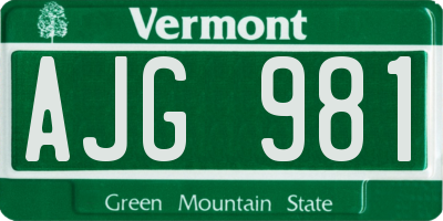 VT license plate AJG981