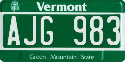 VT license plate AJG983