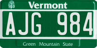 VT license plate AJG984