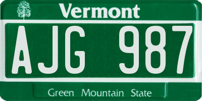 VT license plate AJG987