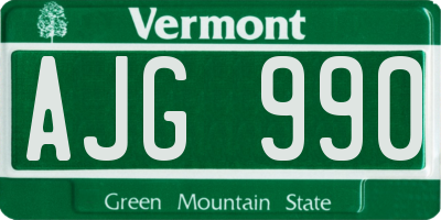 VT license plate AJG990
