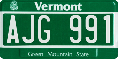 VT license plate AJG991