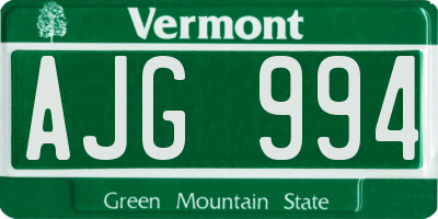 VT license plate AJG994