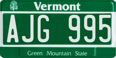 VT license plate AJG995