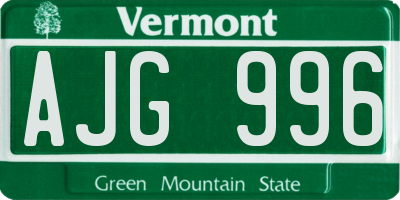 VT license plate AJG996