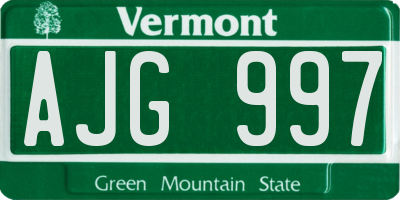 VT license plate AJG997